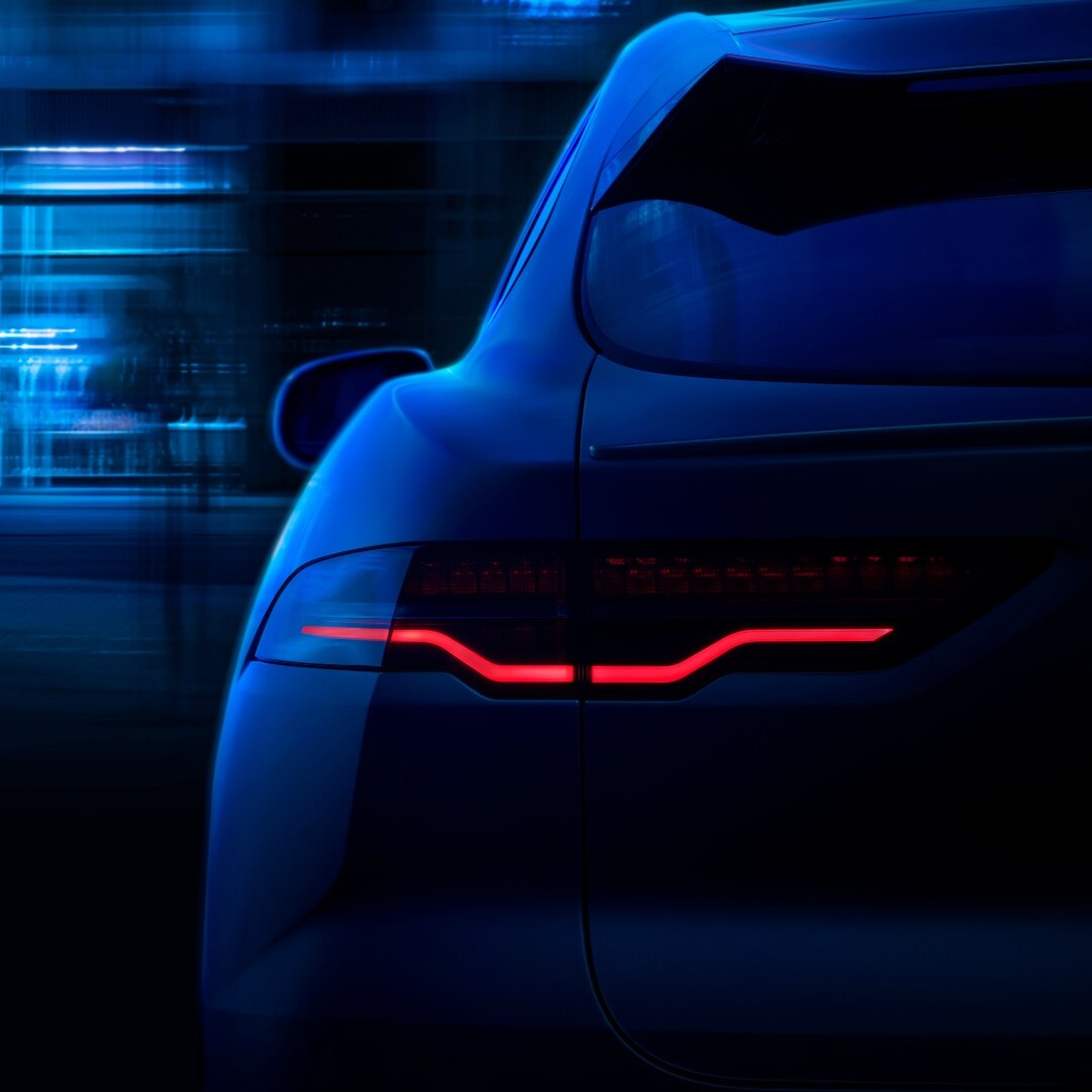 Half of Blue Jaguar IPACE back tail light