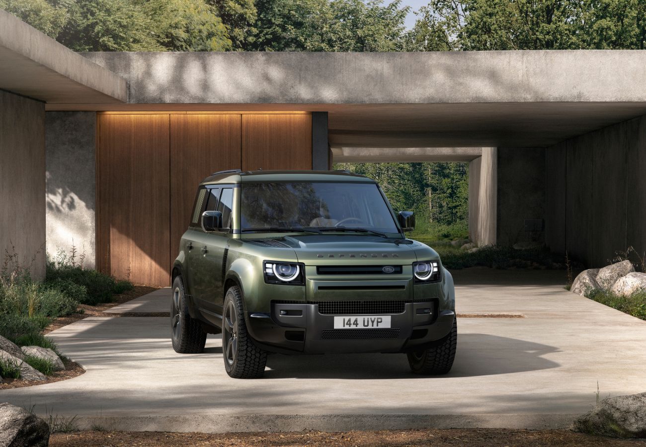 Defender 110 parked on a driveway